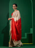 Aruna Cream and Red Soft Silk Bhagalpur Saree with Blouse Fabric